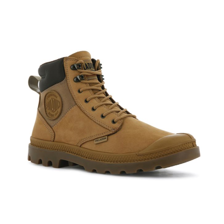 Palladium Pampa Shield WP+ LUX Men's Boots Brown | UK Y102-ILM